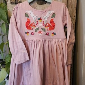 Mini Boden Pink Dress with Embroidered Animals